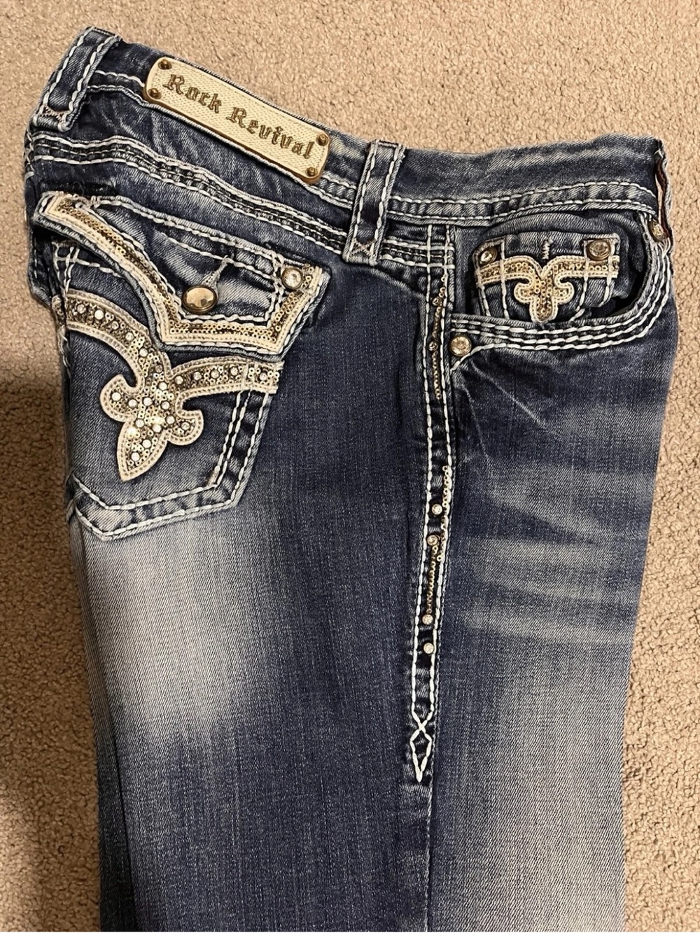 Rock Revival Kai Blue Embellished Boot-Cut Jeans - Picture 4 of 9
